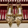 Mimmi Sling Back 50 Pantofi cu baretă din piele Liquid Metal aurie cu corsaj perforat jimmy choo Mimmi Sling Back 50 Pantofi cu baretă din piele Liquid Metal aurie cu corsaj perforat jimmy choo