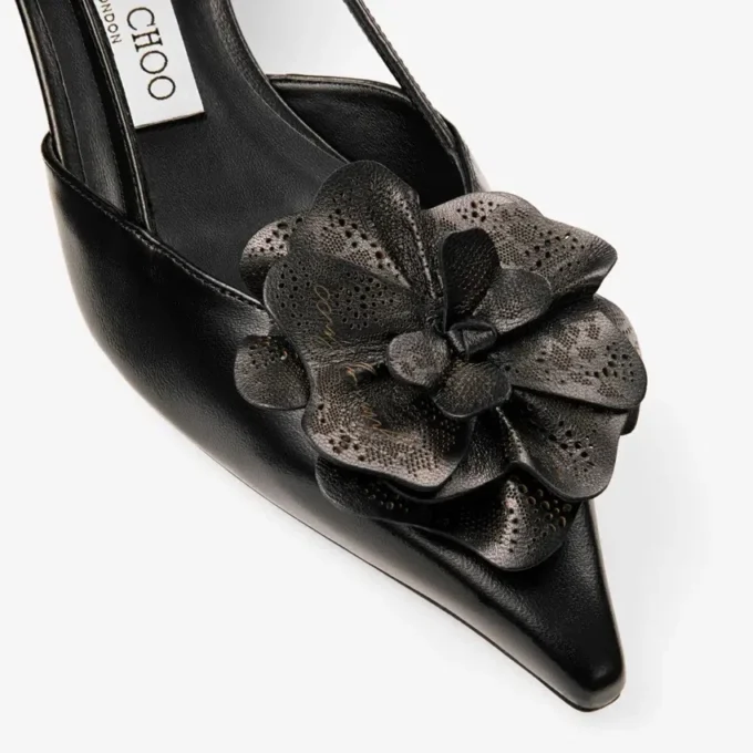 Mimmi Sling Back 50 Pantofi cu baretă din piele nappa lucioasă neagră, cu corsaj din dantelă nappa Mimmi Sling Back 50 Pantofi cu baretă din piele nappa lucioasă neagră, cu corsaj din dantelă nappa