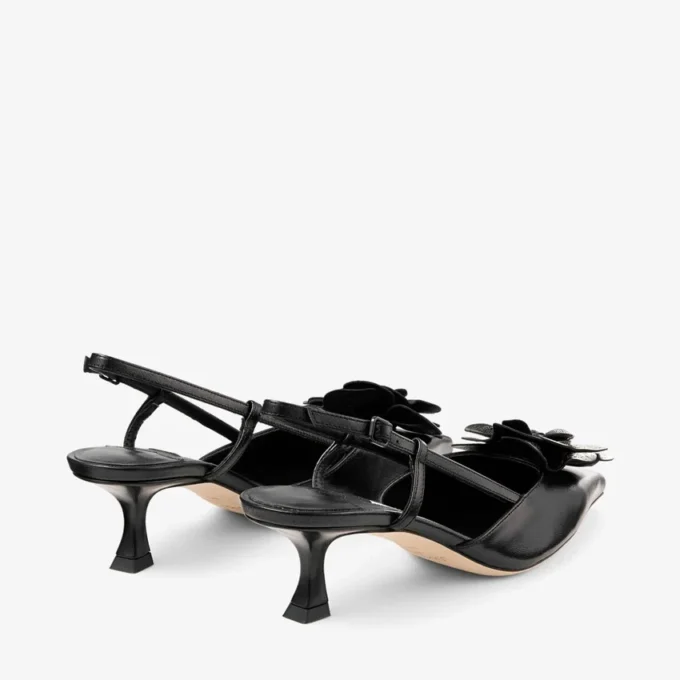 Mimmi Sling Back 50 Pantofi cu baretă din piele nappa lucioasă neagră, cu corsaj din dantelă nappa Mimmi Sling Back 50 Pantofi cu baretă din piele nappa lucioasă neagră, cu corsaj din dantelă nappa