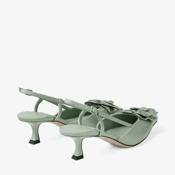 Mimmi Sling Back 50 Verde Pantofi cu baretă din piele nappa lucioasă, cu corsaj din dantelă nappa perforată jimmy choo Mimmi Sling Back 50 Verde Pantofi cu baretă din piele nappa lucioasă, cu corsaj din dantelă nappa perforată jimmy choo