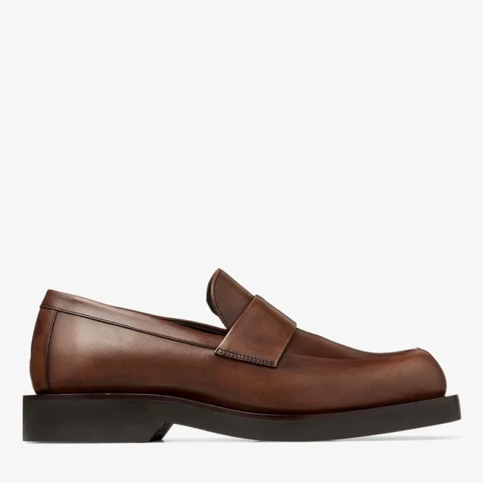 Mocasini Buff din piele lustruită de culoare mocha