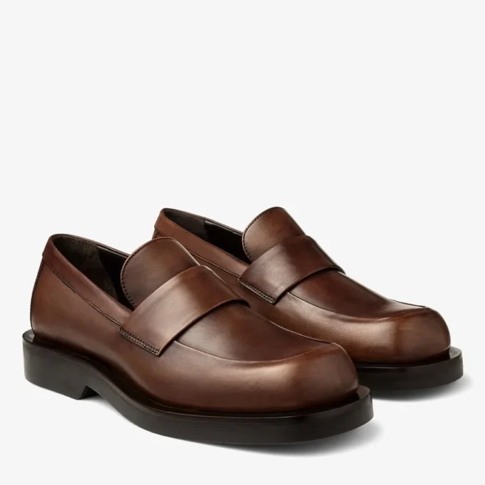 Mocasini Buff din piele lustruită de culoare mocha