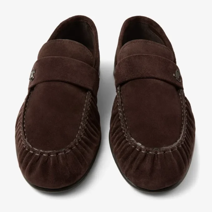 Mocasini Ellis din piele de căprioară catifelată de culoare ciocolată Mocasini Ellis din piele de căprioară catifelată de culoare ciocolată
