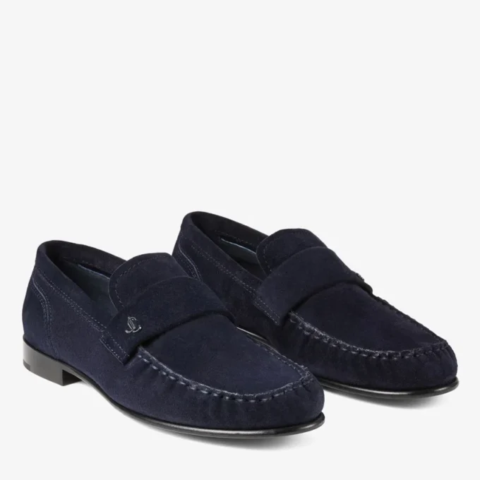 Mocasini Ellis Loafer F din piele de căprioară de culoare marină Mocasini Ellis Loafer F din piele de căprioară de culoare marină