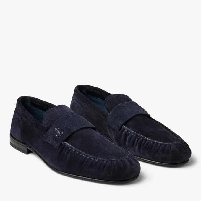Mocasini Ellis Loafer M din piele de căprioară catifelată de culoare Midnight