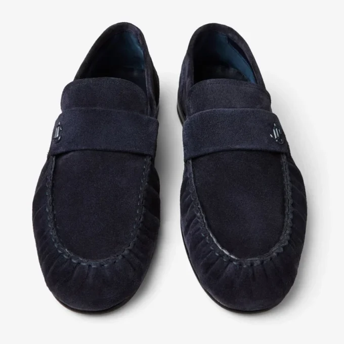 Mocasini Ellis Loafer M din piele de căprioară catifelată de culoare Midnight