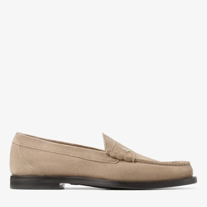 Mocasini Ethan din piele de căprioară velurată de culoare piatră