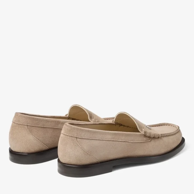 Mocasini Ethan din piele de căprioară velurată de culoare piatră