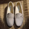 Mocasini Ethan din piele de căprioară velurată de culoare piatră