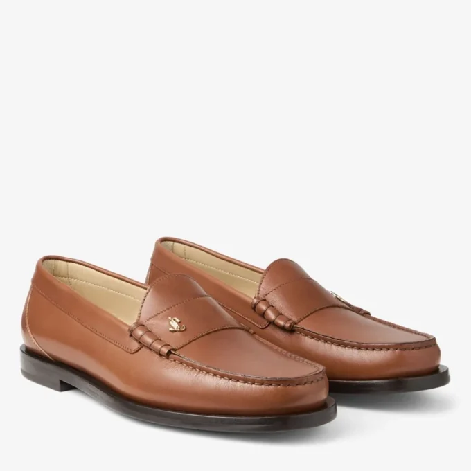 Mocasini Ethan din piele mată periată de culoare maro deschis Mocasini Ethan din piele mată periată de culoare maro deschis