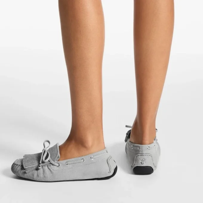 Mocasini Manon F din denim de piele de porumbel Mocasini Manon F din denim de piele de porumbel