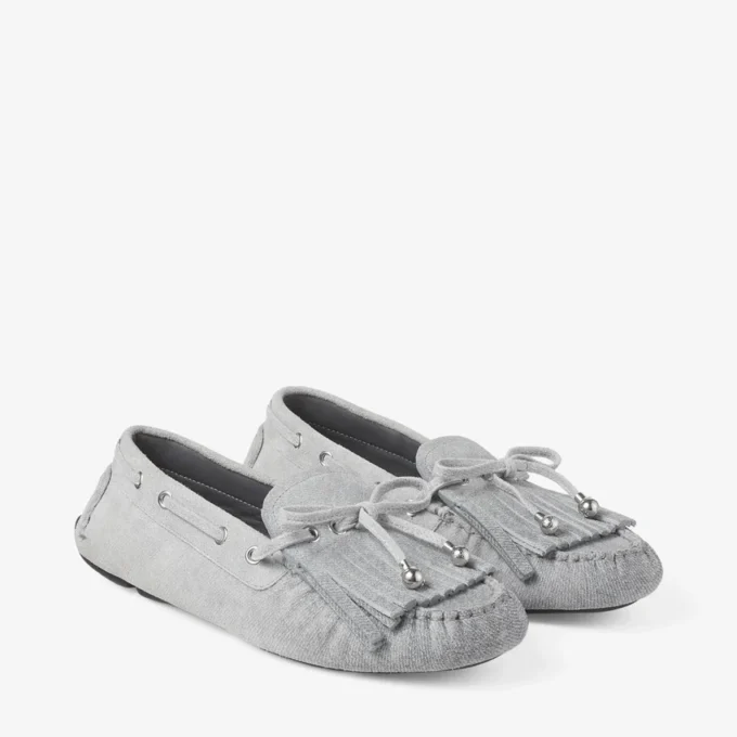 Mocasini Manon F din denim de piele de porumbel Mocasini Manon F din denim de piele de porumbel