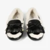 Mocasini Manon F din piele neagră patinată cu lână de oaie Mocasini Manon F din piele neagră patinată cu lână de oaie