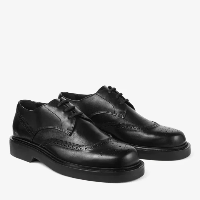 Mocasini Rowan Brogue Derby din piele vintage neagră Mocasini Rowan Brogue Derby din piele vintage neagră