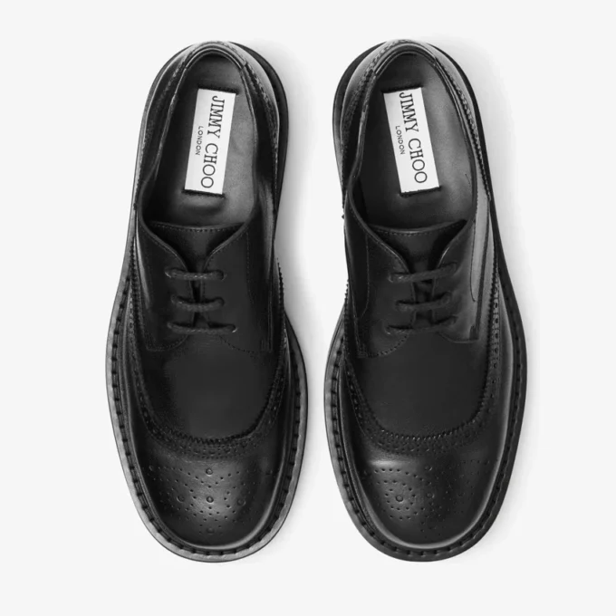 Mocasini Rowan Brogue Derby din piele vintage neagră Mocasini Rowan Brogue Derby din piele vintage neagră