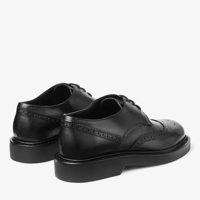 Mocasini Rowan Brogue Derby din piele vintage neagră Mocasini Rowan Brogue Derby din piele vintage neagră