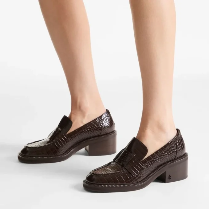Mocasini Tylor 60 din piele cu imprimeu de crocodil, culoare ciocolată Mocasini Tylor 60 din piele cu imprimeu de crocodil, culoare ciocolată