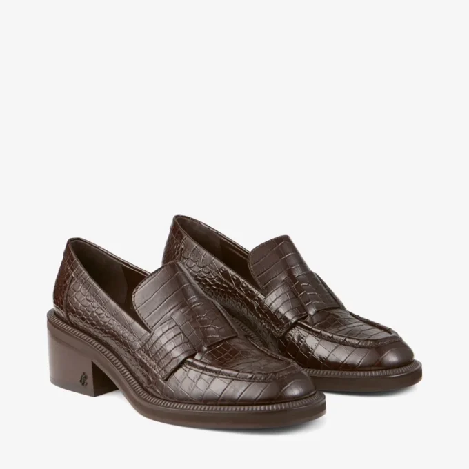 Mocasini Tylor 60 din piele cu imprimeu de crocodil, culoare ciocolată Mocasini Tylor 60 din piele cu imprimeu de crocodil, culoare ciocolată