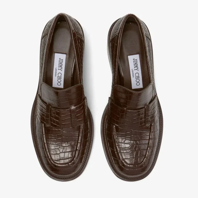 Mocasini Tylor 60 din piele cu imprimeu de crocodil, culoare ciocolată Mocasini Tylor 60 din piele cu imprimeu de crocodil, culoare ciocolată