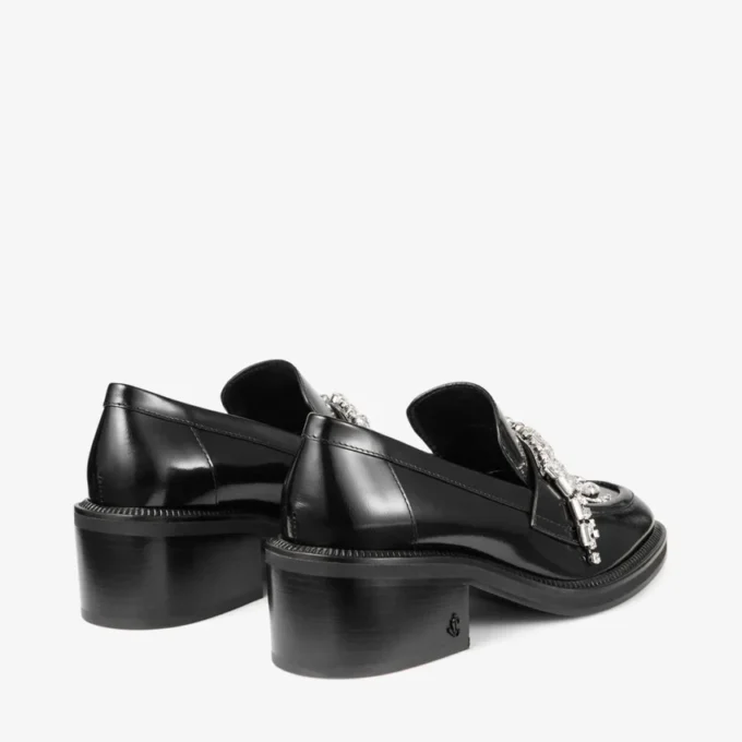 Mocasini Tylor 60 din piele de vițel moale, negri, cu candelabru de cristal Mocasini Tylor 60 din piele de vițel moale, negri, cu candelabru de cristal