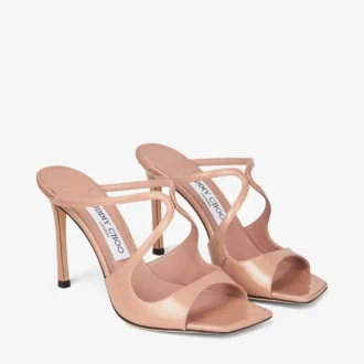 Mule Anise 95 din piele lăcuită roz balet