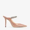 Mule Bing 100 din piele lăcuită roz balet cu curea cu cristale Mule Bing 100 din piele lăcuită roz balet cu curea cu cristale