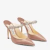 Mule Bing 100 din piele lăcuită roz balet cu curea cu cristale Mule Bing 100 din piele lăcuită roz balet cu curea cu cristale