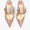 Mule Bing 100 din piele lăcuită roz balet cu curea cu cristale Mule Bing 100 din piele lăcuită roz balet cu curea cu cristale