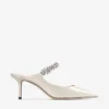 Mule Bing 65 din piele lăcuită de culoare in, cu curea cu cristale Mule Bing 65 din piele lăcuită de culoare in, cu curea cu cristale