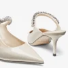 Mule Bing 65 din piele lăcuită de culoare in, cu curea cu cristale Mule Bing 65 din piele lăcuită de culoare in, cu curea cu cristale