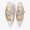 Mule Bing 65 din piele lăcuită de culoare in, cu curea cu cristale Mule Bing 65 din piele lăcuită de culoare in, cu curea cu cristale
