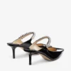 Mule Bing 65 din piele lăcuită neagră cu curea cu cristale Mule Bing 65 din piele lăcuită neagră cu curea cu cristale