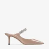Mule Bing 65 din piele lăcuită roz balet cu curea cu cristale Mule Bing 65 din piele lăcuită roz balet cu curea cu cristale