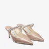 Mule Bing 65 din piele lăcuită roz balet cu curea cu cristale Mule Bing 65 din piele lăcuită roz balet cu curea cu cristale
