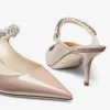 Mule Bing 65 din piele lăcuită roz balet cu curea cu cristale Mule Bing 65 din piele lăcuită roz balet cu curea cu cristale