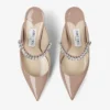 Mule Bing 65 din piele lăcuită roz balet cu curea cu cristale Mule Bing 65 din piele lăcuită roz balet cu curea cu cristale