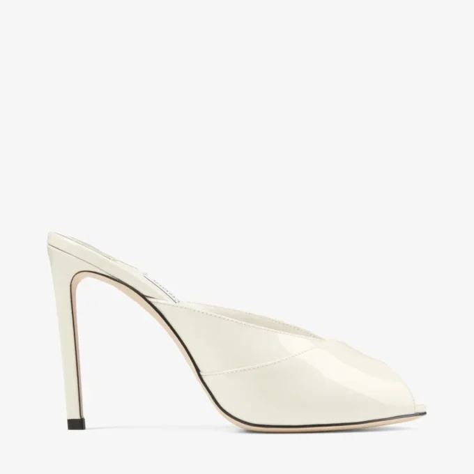 Mule Brigitte 100 din piele lăcuită de culoare latte Mule Brigitte 100 din piele lăcuită de culoare latte