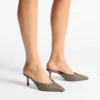 Mule Vivi 65 din piele de struț, culoare gri-maro
