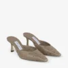 Mule Vivi 65 din piele de struț, culoare gri-maro