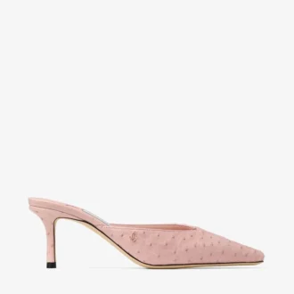 Mule Vivi 65 din piele de struț roz