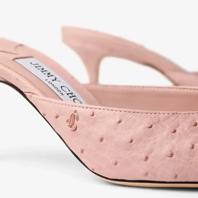 Mule Vivi 65 din piele de struț roz Mule Vivi 65 din piele de struț roz