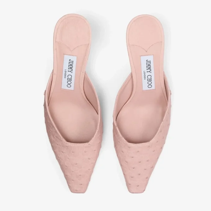 Mule Vivi 65 din piele de struț roz Mule Vivi 65 din piele de struț roz