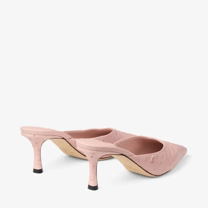Mule Vivi 65 din piele de struț roz Mule Vivi 65 din piele de struț roz