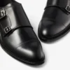 Încălțăminte Finnion Monkstrap din piele neagră periată