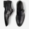 Încălțăminte Finnion Monkstrap din piele neagră periată