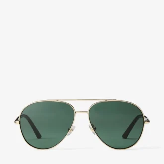 Ochelari de soare Aviator Astor din metal auriu pal și verde