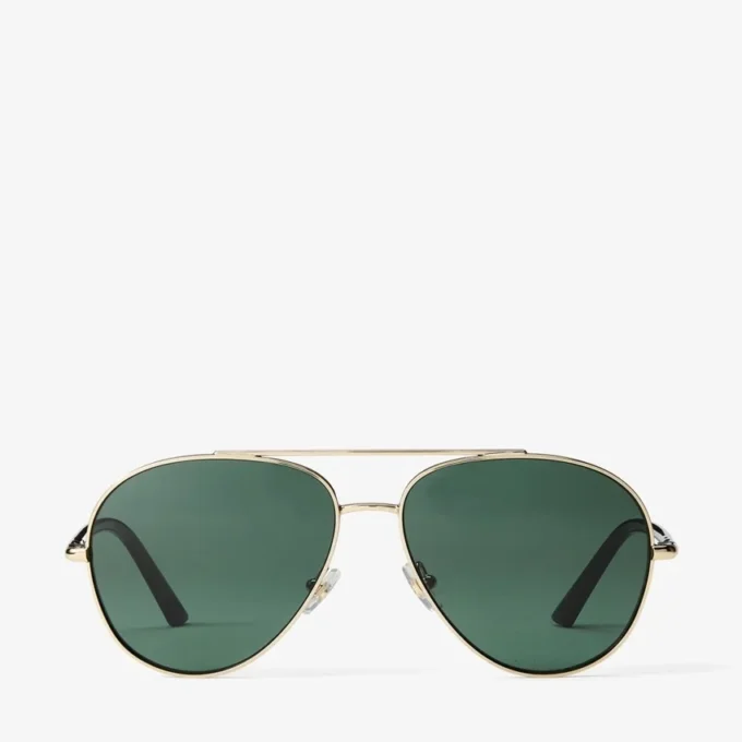 Ochelari de soare Aviator Astor din metal auriu pal și verde Ochelari de soare Aviator Astor din metal auriu pal și verde