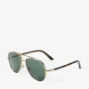 Ochelari de soare Aviator Astor din metal auriu pal și verde Ochelari de soare Aviator Astor din metal auriu pal și verde