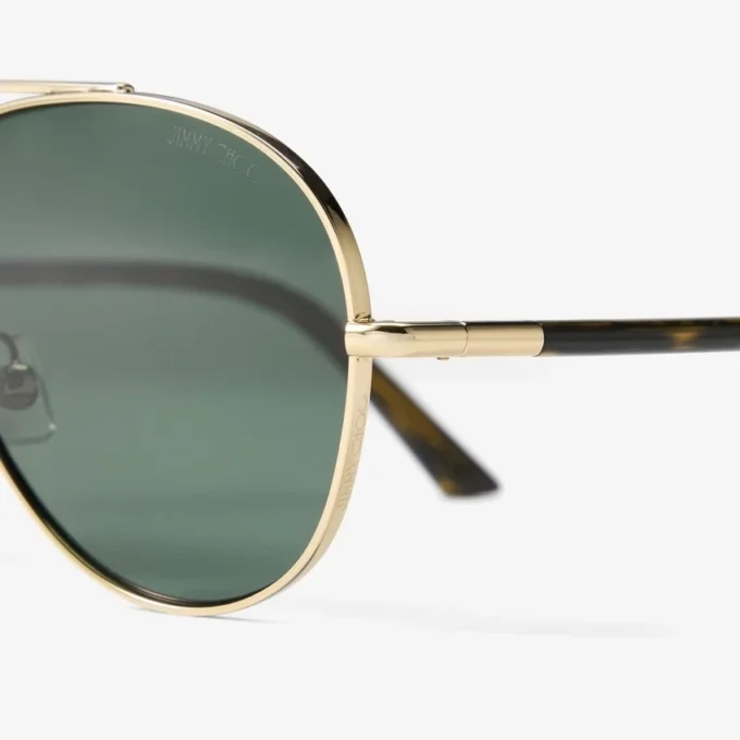 Ochelari de soare Aviator Astor din metal auriu pal și verde Ochelari de soare Aviator Astor din metal auriu pal și verde
