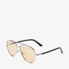 Ochelari de soare Aviator din metal argintiu și galben deschis Ochelari de soare Aviator din metal argintiu și galben deschis